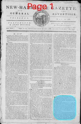 Page thumbnail for Fowle's New Hampshire Gazette And General Advertiser
