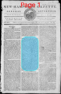 Page thumbnail for Fowle's New Hampshire Gazette And General Advertiser