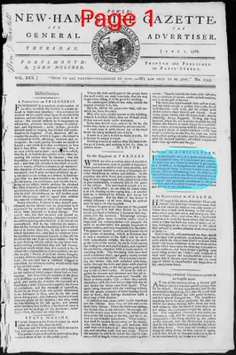 Page thumbnail for Fowle's New Hampshire Gazette And General Advertiser