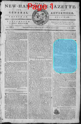 Page thumbnail for Fowle's New Hampshire Gazette And General Advertiser