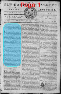Page thumbnail for Fowle's New Hampshire Gazette And General Advertiser