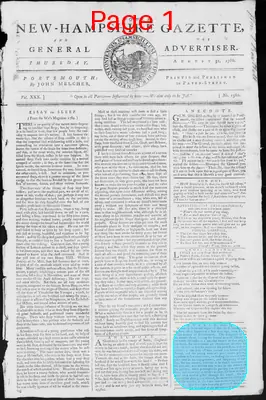 Page thumbnail for Fowle's New Hampshire Gazette And General Advertiser