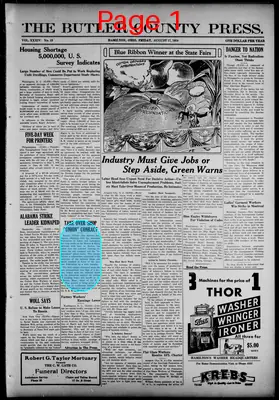Page thumbnail for The Butler County Press