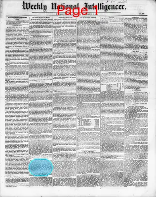Page thumbnail for Weekly National Intelligencer