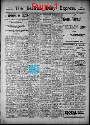 Page thumbnail for The Beatrice Daily Express