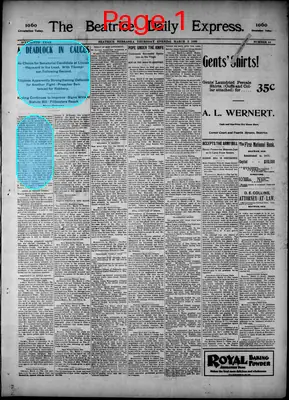 Page thumbnail for The Beatrice Daily Express