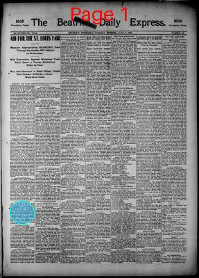 Page thumbnail for The Beatrice Daily Express
