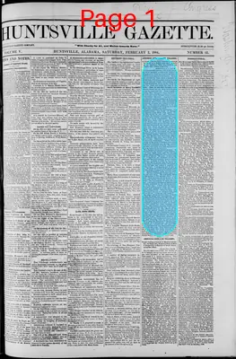 Page thumbnail for Huntsville Gazette
