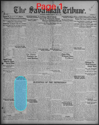Page thumbnail for The Savannah Tribune