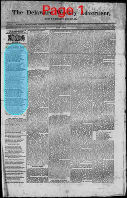 Page thumbnail for Delaware Weekly Advertiser And Farmer's Journal