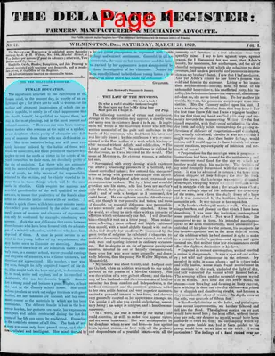 Page thumbnail for The Delaware Register, Or, Farmers', Manufacturers' & Mechanics' Advocate
