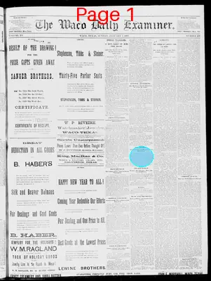 Page thumbnail for The Waco Daily Examiner