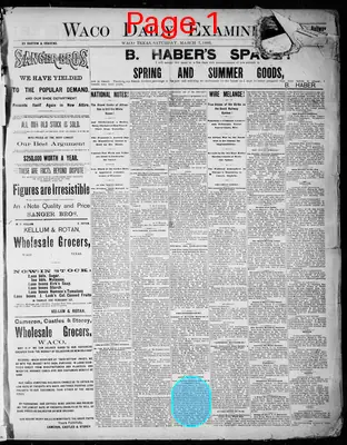 Page thumbnail for The Waco Daily Examiner