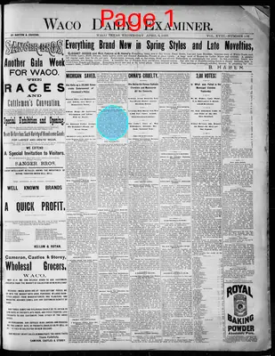 Page thumbnail for The Waco Daily Examiner