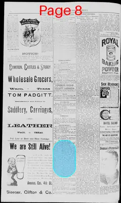 Page thumbnail for The Waco Daily Examiner
