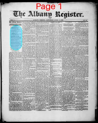 Page thumbnail for The Albany Register