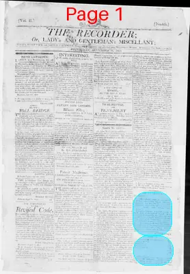 Page thumbnail for The Recorder, Or, Lady's And Gentleman's Miscellany