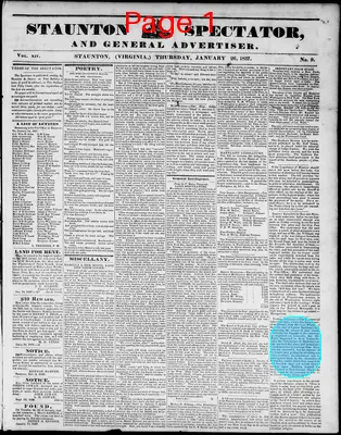 Page thumbnail for Staunton Spectator, And General Advertiser