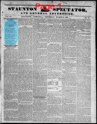 Page thumbnail for Staunton Spectator, And General Advertiser