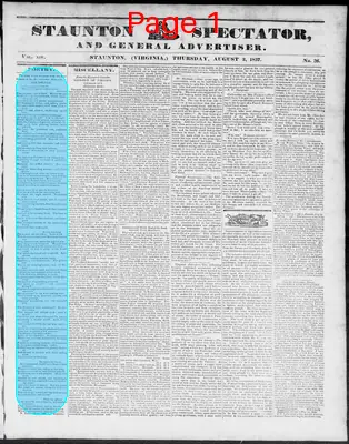 Page thumbnail for Staunton Spectator, And General Advertiser