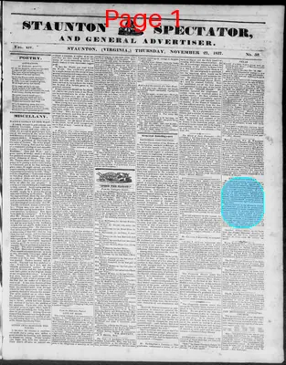 Page thumbnail for Staunton Spectator, And General Advertiser