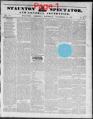 Page thumbnail for Staunton Spectator, And General Advertiser