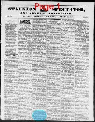 Page thumbnail for Staunton Spectator, And General Advertiser