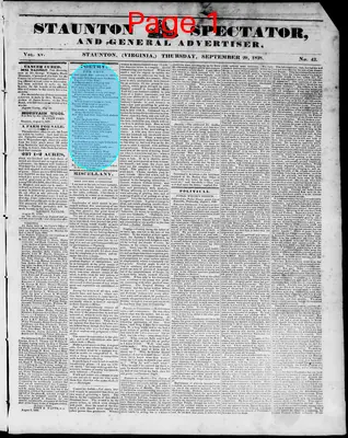 Page thumbnail for Staunton Spectator, And General Advertiser