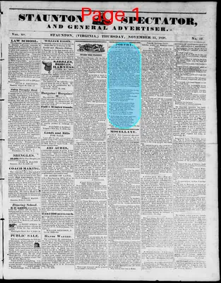 Page thumbnail for Staunton Spectator, And General Advertiser