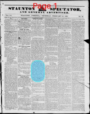 Page thumbnail for Staunton Spectator, And General Advertiser