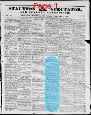 Page thumbnail for Staunton Spectator, And General Advertiser