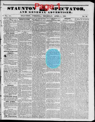Page thumbnail for Staunton Spectator, And General Advertiser