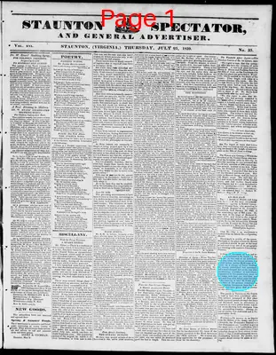 Page thumbnail for Staunton Spectator, And General Advertiser