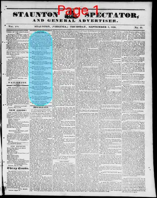 Page thumbnail for Staunton Spectator, And General Advertiser