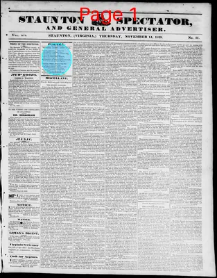 Page thumbnail for Staunton Spectator, And General Advertiser