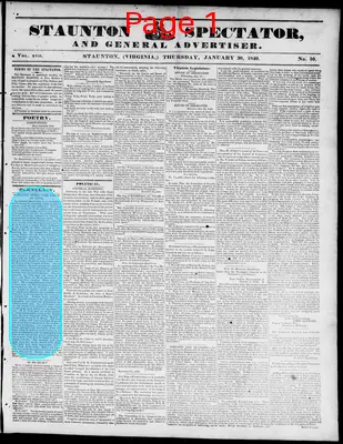 Page thumbnail for Staunton Spectator, And General Advertiser