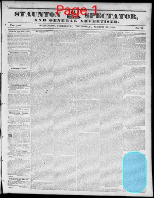 Page thumbnail for Staunton Spectator, And General Advertiser
