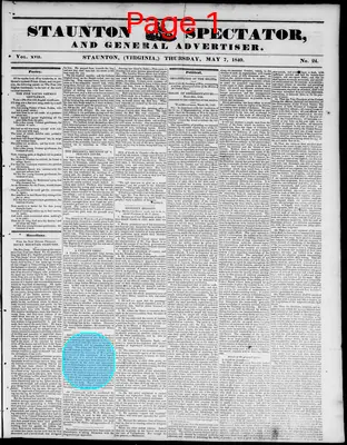 Page thumbnail for Staunton Spectator, And General Advertiser