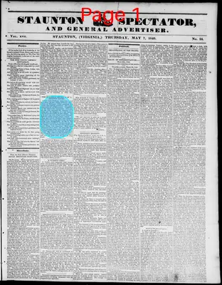 Page thumbnail for Staunton Spectator, And General Advertiser