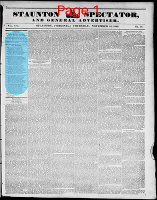 Page thumbnail for Staunton Spectator, And General Advertiser