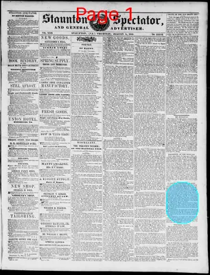 Page thumbnail for Staunton Spectator, And General Advertiser
