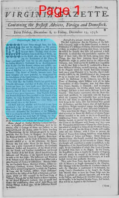 Page thumbnail for The Virginia Gazette