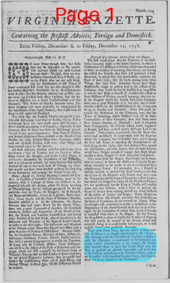 Page thumbnail for The Virginia Gazette