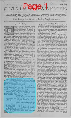 Page thumbnail for The Virginia Gazette