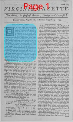 Page thumbnail for The Virginia Gazette