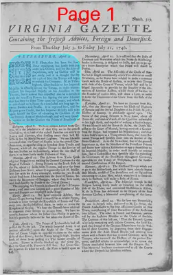 Page thumbnail for The Virginia Gazette