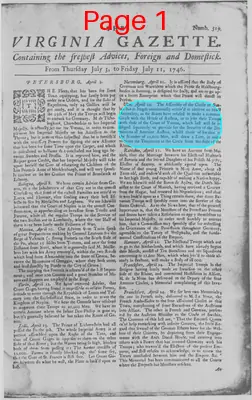 Page thumbnail for The Virginia Gazette