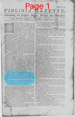 Page thumbnail for The Virginia Gazette