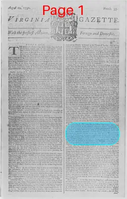 Page thumbnail for The Virginia Gazette