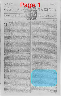 Page thumbnail for The Virginia Gazette